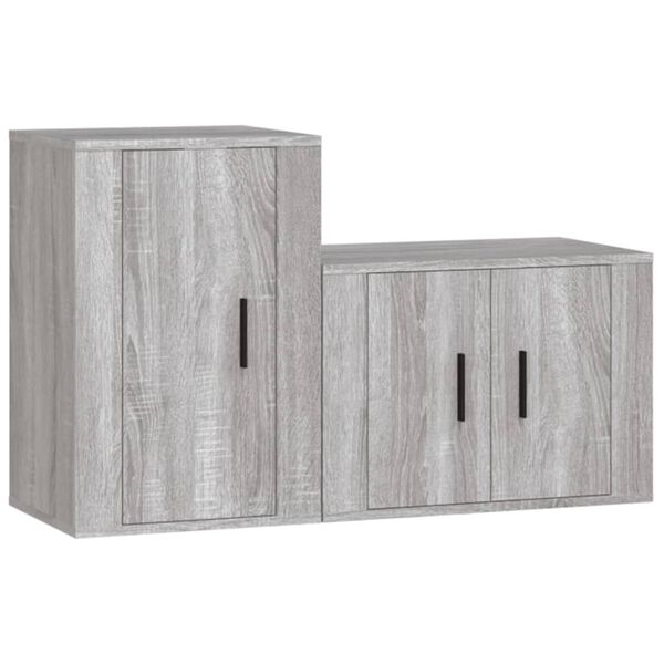 vidaXL 2 Piece TV Cabinet Set Grey Sonoma Engineered Wood