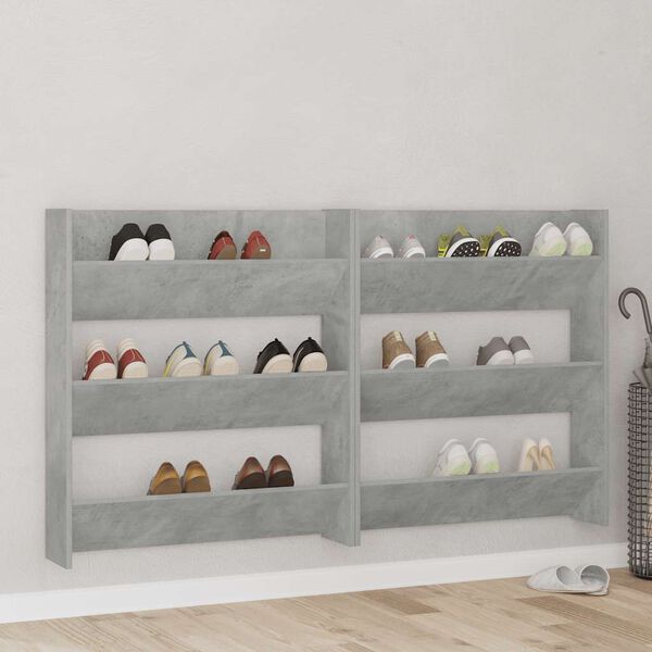 vidaXL Wall Shoe Cabinet Concrete Grey 80x18x90 cm Engineered Wood