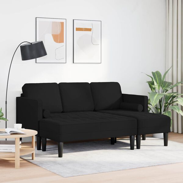 vidaXL Sofa Set with Cushion 2 pcs Black Polyester