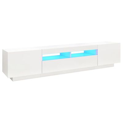 vidaXL TV Cabinet with LED Lights White 200x35x40 cm