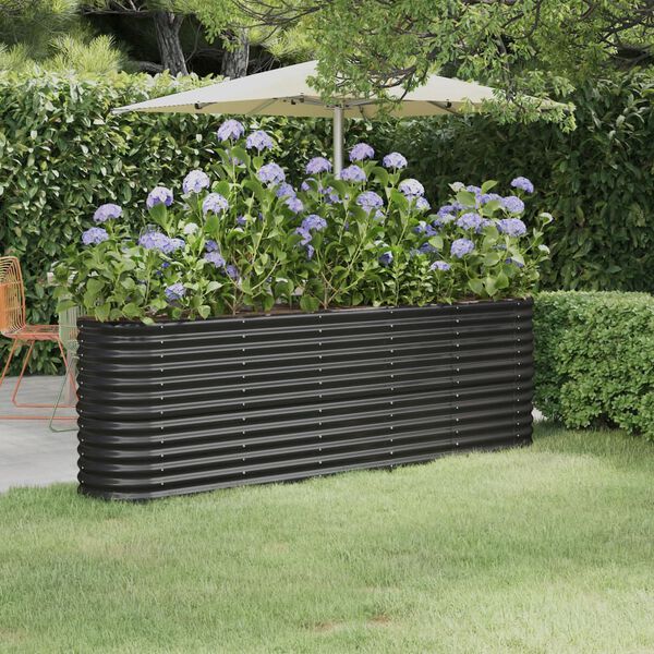vidaXL Garden Raised Bed Galvanised Steel 224x40x68 cm Anthracite