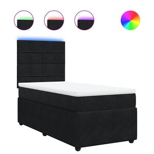 vidaXL Box Spring Bed with Mattress Black King Single Velvet