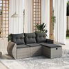 vidaXL 4 Piece Garden Sofa Set with Cushions Grey Poly Rattan