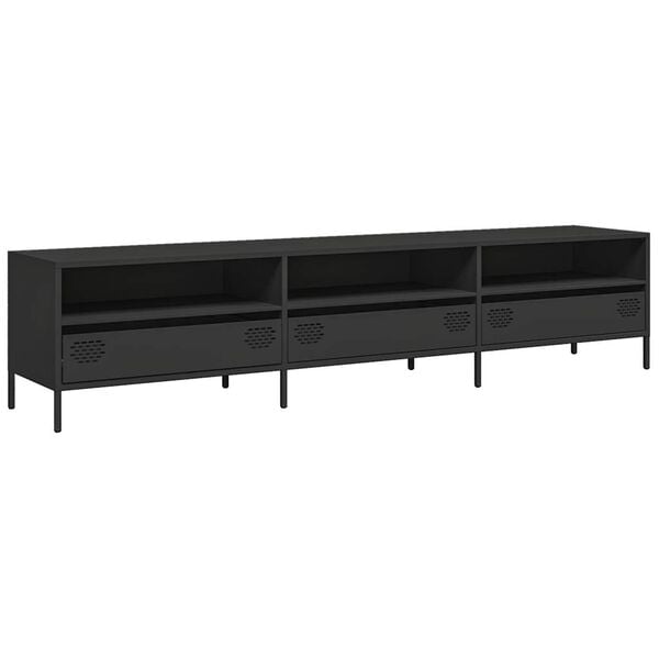 vidaXL TV Cabinet Black 202x39x43.5 cm Cold-rolled Steel