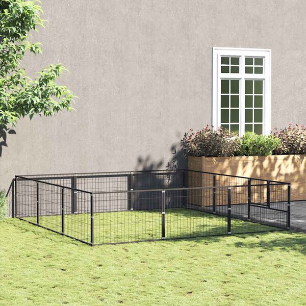 vidaXL Dog Kennel Black 9 m&sup2; Steel