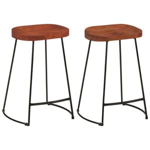 vidaXL Bar Stool | Set of 2 | Natural Mango Wood | Solid Mango Wood | Standard