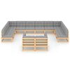 vidaXL 12 Piece Garden Lounge Set with Cushions Solid Pinewood