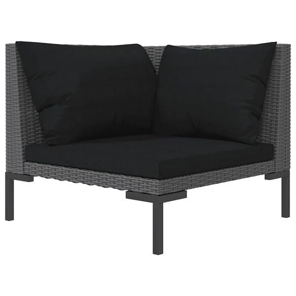 vidaXL Garden Sofa with Cushions Half Round Poly Rattan