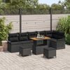 vidaXL Garden Sofa Set with Cushion 9 pcs Black Poly Rattan