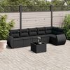 vidaXL 7 Piece Garden Sofa Set with Cushions Black Poly Rattan