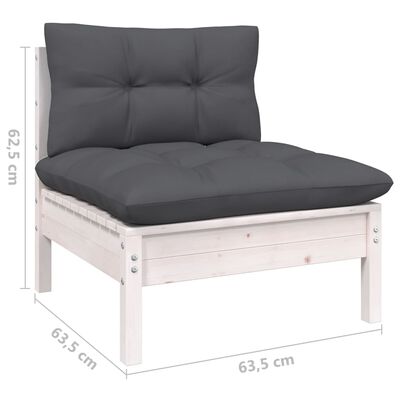 vidaXL 9 Piece Garden Lounge Set with Cushions White Pinewood