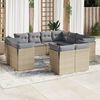 vidaXL 11 Piece Garden Sofa Set with Cushions Beige Poly Rattan