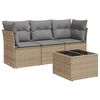 vidaXL 4 Piece Garden Sofa Set with Cushions Beige Poly Rattan