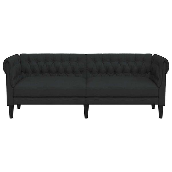 vidaXL Chesterfield Sofa 3-Seater Black Fabric
