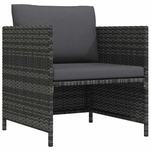 vidaXL Garden Sofa with Cushions Grey Poly Rattan