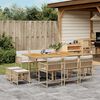 vidaXL 11 Piece Garden Dining Set with Cushions Beige Poly Rattan