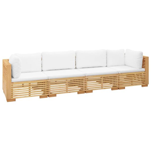 vidaXL 4 Piece Garden Lounge Set with Cushions Solid Wood Teak