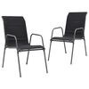 vidaXL Stackable Garden Chairs 2 pcs Steel and Textilene Black