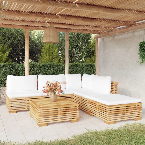 vidaXL 6 Piece Garden Lounge Set with Cushions Solid Teak Wood