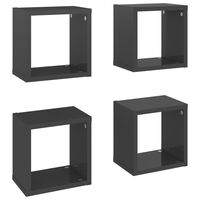 vidaXL Wall Cube Shelves 4 pcs High Gloss Grey 22x15x22 cm