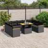 vidaXL 10 Piece Garden Sofa Set with Cushions Black Poly Rattan