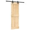 vidaXL Sliding Door Natural and Black 70 x 210 cm Solid Pine Wood