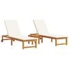 vidaXL Sun Lounger Reclining 3 pcs Brown Solid Acacia Wood
