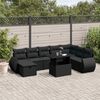 vidaXL 9 Piece Garden Sofa Set with Cushions Black Poly Rattan