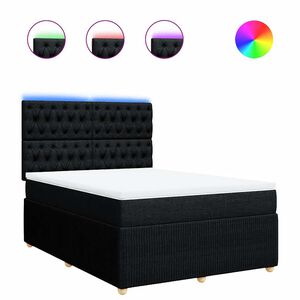 vidaXL Box Spring Bed with Mattress Black Double Fabric