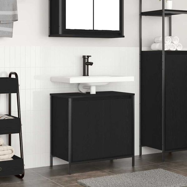 vidaXL Bathroom Basin Cabinet Black 60x34.5x60 cm