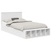 vidaXL Bed Frame with Shelf Manual White 135 x 190 cm Engineered Wood