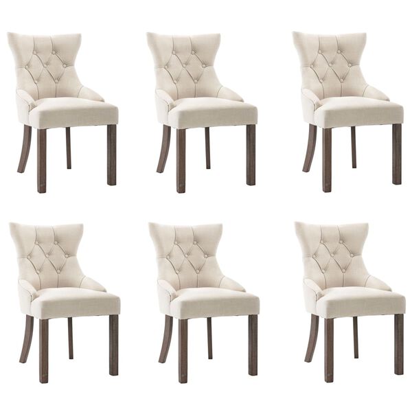vidaXL Dining Chairs 6 pcs Beige Fabric