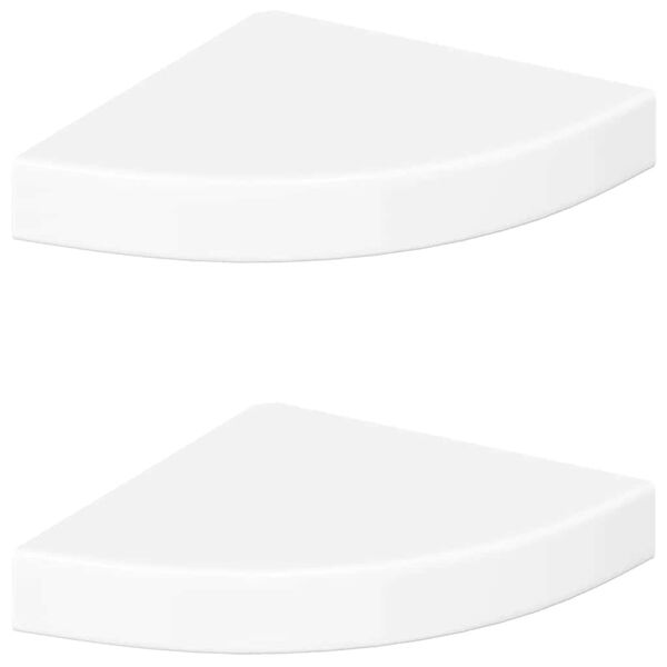 vidaXL Floating Corner Shelves 2 pcs High Gloss White 25x25x3.8 cm MDF