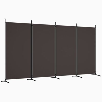 vidaXL 4-Panel Room Divider Brown 346x180 cm Fabric