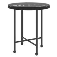 vidaXL Dining Table Black Ø50 cm Tempered Glass and Steel