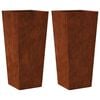 vidaXL Garden Planters 2 pcs 35x35x75 cm Weathering Steel