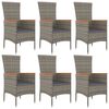 vidaXL 7 Piece Garden Dining Set with Cushions Grey Poly Rattan