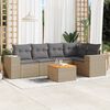 vidaXL 6 Piece Garden Sofa Set with Cushions Beige Poly Rattan