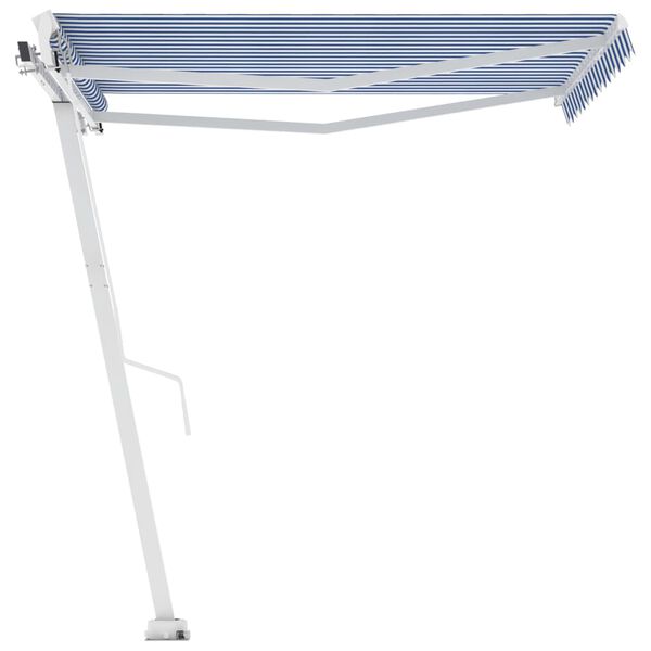 vidaXL Freestanding Manual Retractable Awning 350x250 cm Blue/White