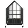 vidaXL Dog Cage with Wheels Black Galvanised Steel