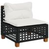 vidaXL Garden Sofa Armless with Cushions Black Poly Rattan