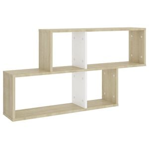 vidaXL Wall Shelf | White & sonoma oak | Engineered wood | Wall Shelf
