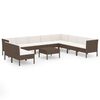 vidaXL 11 Piece Garden Lounge Set with Cushions Poly Rattan Brown
