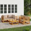 vidaXL 5 Piece Garden Lounge Set with Taupe Cushions Solid Wood