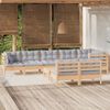 vidaXL 9 Piece Garden Lounge Set with Grey Cushions Solid Pinewood