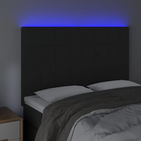 vidaXL LED Headboard Black 144 cm Velvet