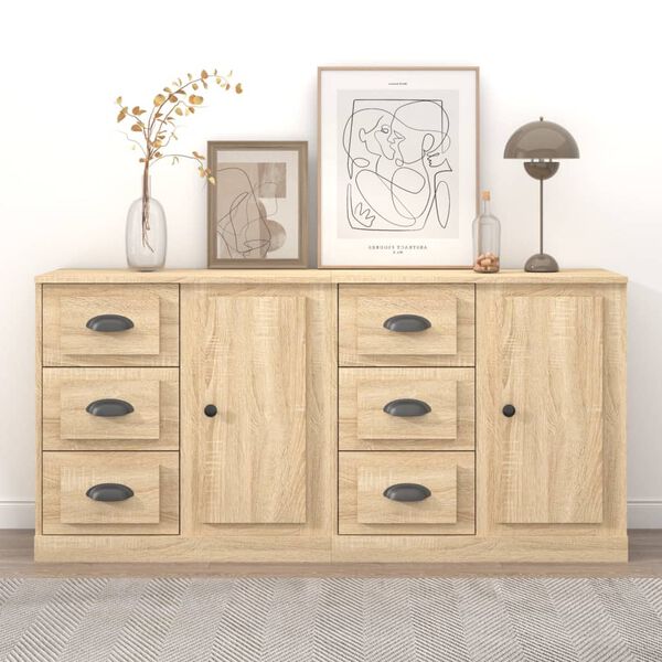 vidaXL Sideboards 2 pcs Sonoma Oak Engineered Wood