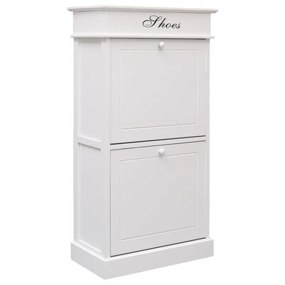 vidaXL Shoe Cabinet White 50x28x98 cm Paulownia Wood