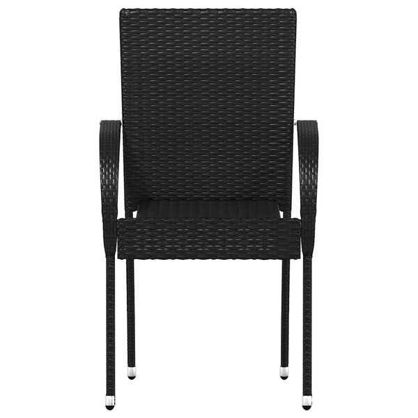 vidaXL Stackable Outdoor Chairs 4 pcs Poly Rattan Black