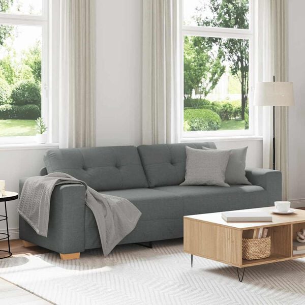 vidaXL 3-Seater Sofa Dark Grey 220x78x80 cm Fabric